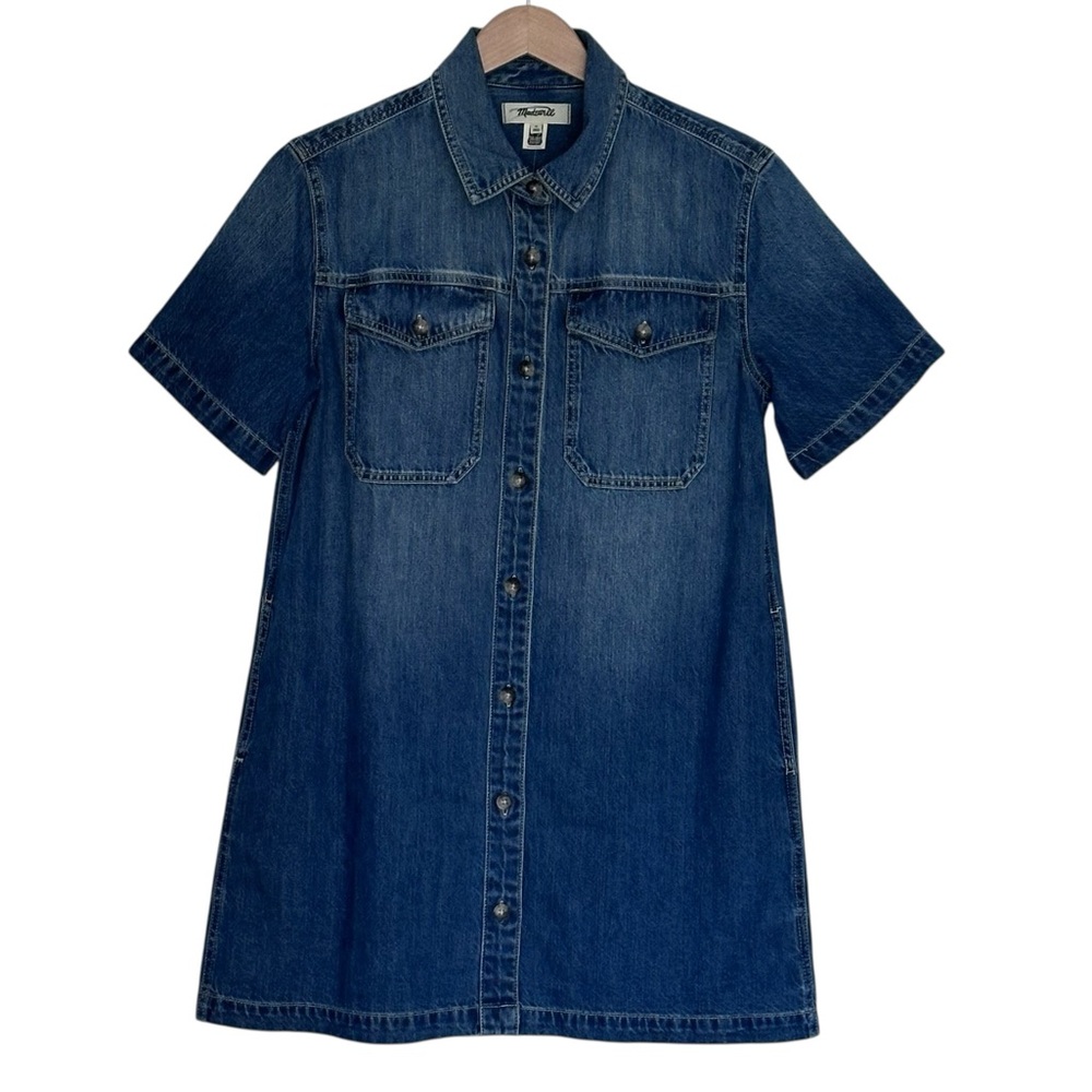 NEW MADEWELL Denim Boxy Shirtdress in Demarco Wash with‎ Pockets Size Medium - Picture 3 of 7